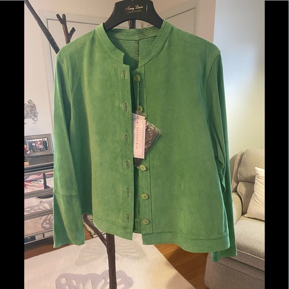 Green leather and suede jacket 1X NWT - Picture 1 of 15